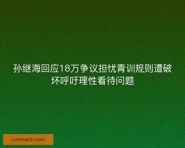 孙继海回应18万争议担忧青训规则遭破坏呼吁理性看待问题