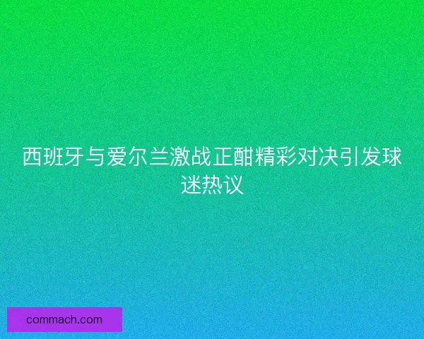 西班牙与爱尔兰激战正酣精彩对决引发球迷热议